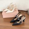Back Strap Rhinestone Pointed High Heels New Single Shoes Rear Empty Sandals Women