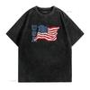 Mens Usa Patriotic Waving American Flag Design T Shirt White 4X Large vintage Washed Slightly fashion Breathable Comfortable