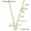 Qiong Yao 26-Letter Zircon Inlaid Jewelry Set: Gold-Plated Titanium Steel Necklace, Bracelet, Ring, and Stud Earrings.