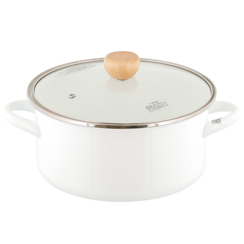 

Bestco Enamel Casserole with Glass Induction and Gas Bran Pot, 22cm, Lid, Compatible, White, NQ-0254, белый