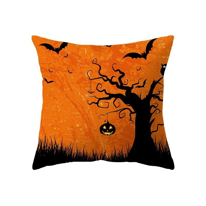 Halloween Theme Pillow Cover Car Office Living Room Sofa Halloween Pumpkin Lantern Decoration Pillow Cover