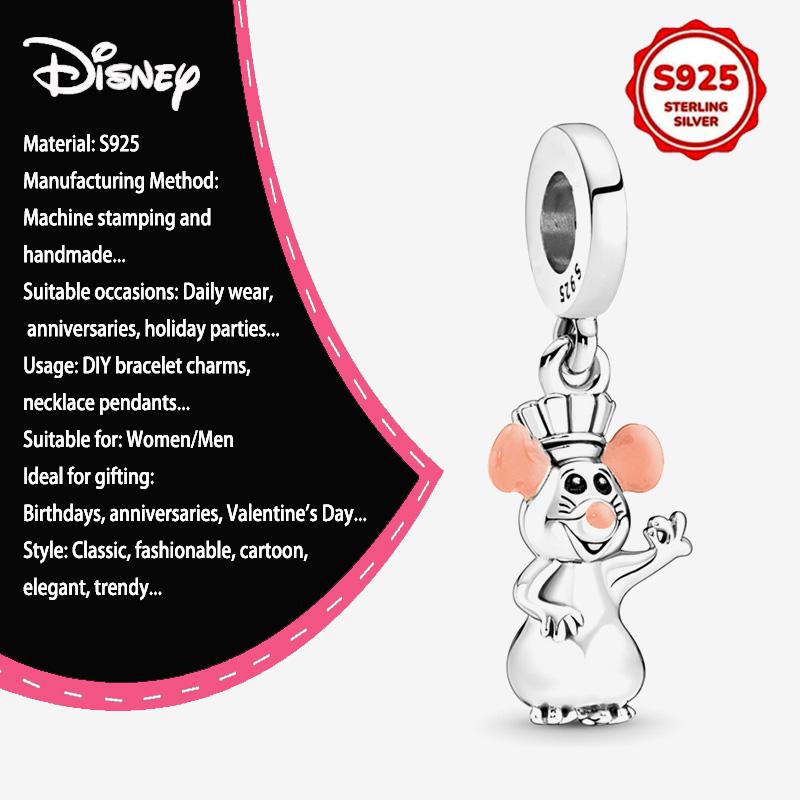 New Disney 925 Silver Winnie & Stitch Charms for Bracelet Necklace DIY Jewelry Gifts Holiday Party