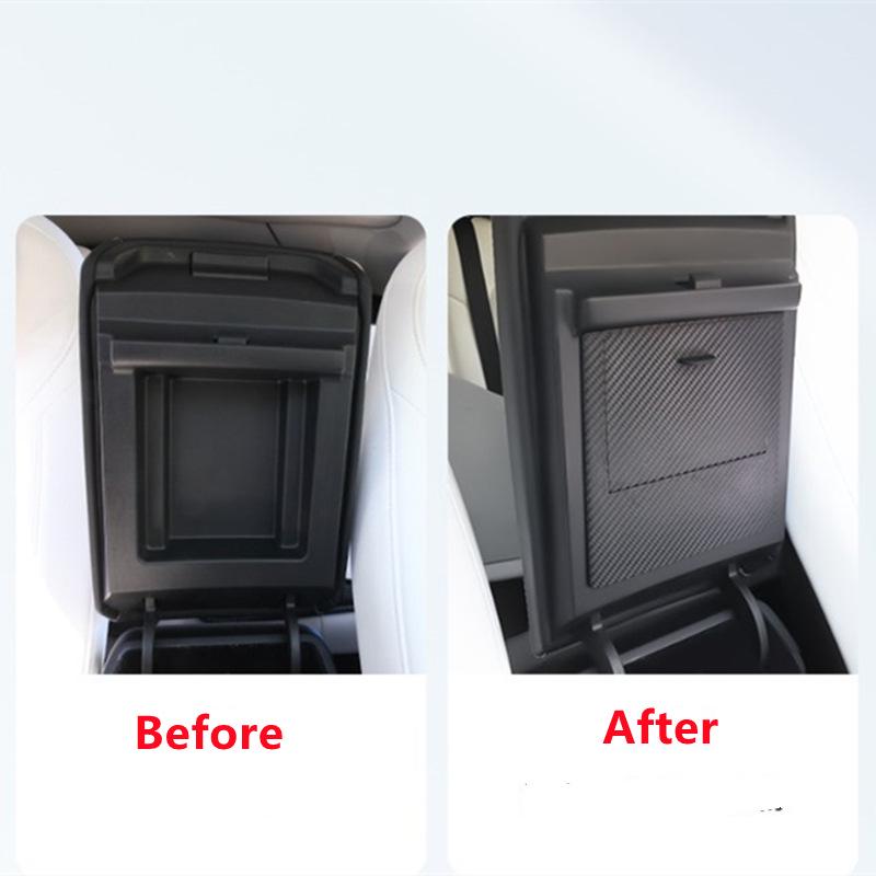 Tesla Model 3/Y Carbon Fiber Armrest Storage Box - Black Accessory