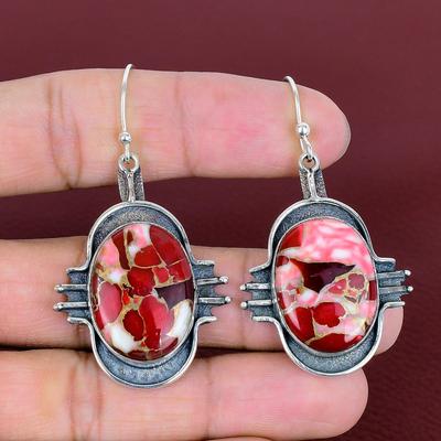 Kingman Red Mohave Copper Turquoise Earrings 925 Sterling Silver Earring Gemstone Jewelry Anniversary Gifts Handmade Earring Dainty Jewelry