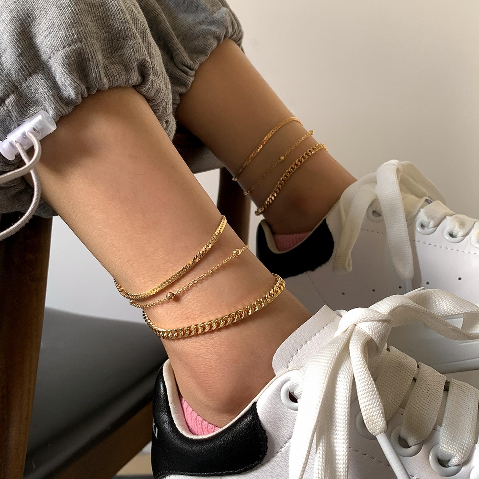 

Punk Metal Snake Chain Set Anklet Female Personality Sports Foot Ornaments