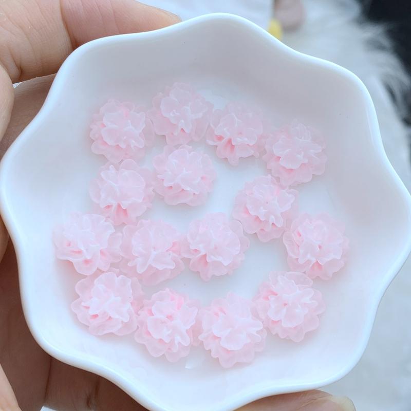 60Pcs New Cute Resin 13mm Mini Colorful Flower Series Flat Back Manicure Parts Embellishments For Hair Bows Accessories