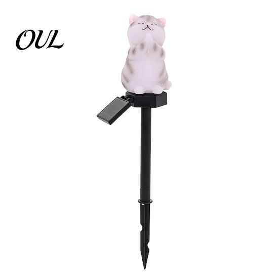 Romantic Courtyard Atmosphere Lamps Solar Cat Garden Light, Waterproof Pathway Outdoor Cute Animal Landscape Lights LED Lamp for Patio Yard