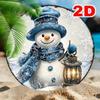 Metal Sign Christmas Snowman Wreath Blue White Festive Home Decor Gift