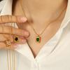 Light Luxury Temperament Emerald Retro Titanium Steel Gold-Plated Color-Preserving Necklace Female Design Sense Collarbone Chain