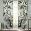 Tier Weißer Tiger Moderner Vorhang für Wohnzimmer Transparent Tüllvorhänge Fenster Sheer für das Schlafzimmer Zubehör Dekor
