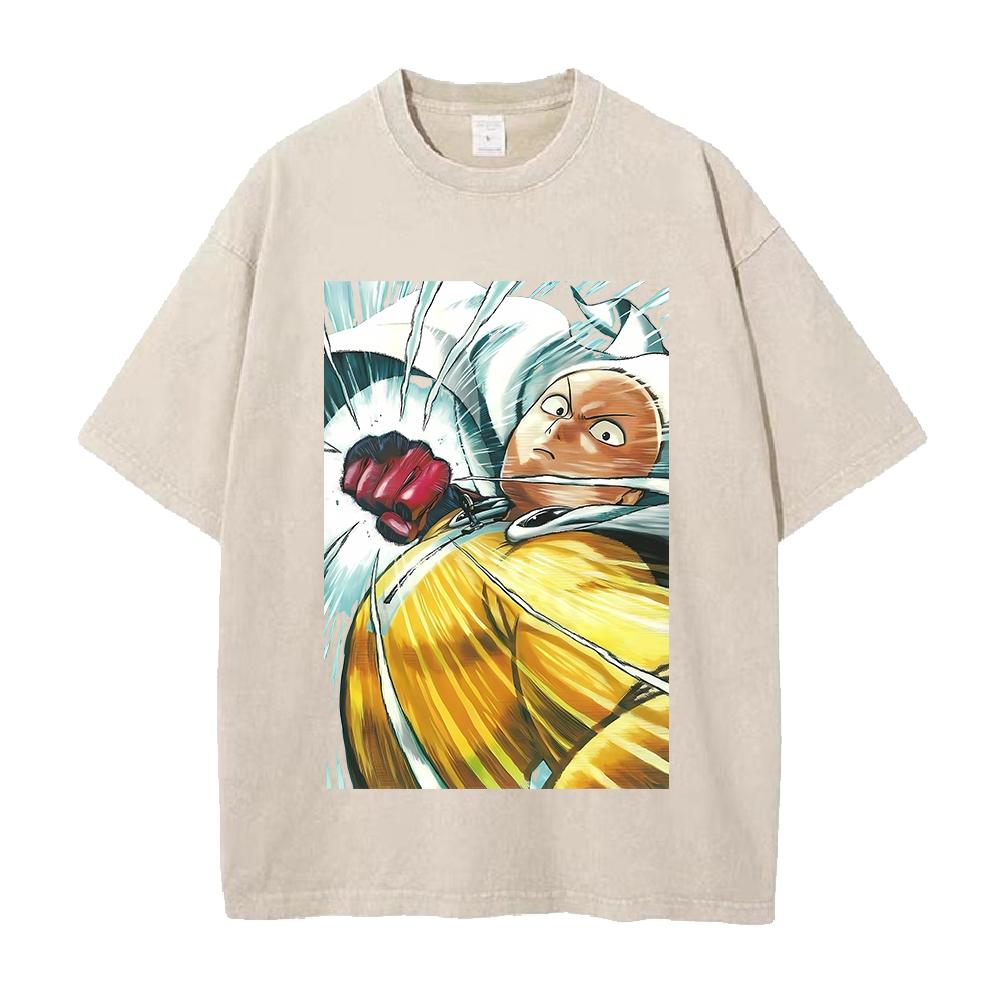 

Saitama Printed Tee Anime ONE PUNCH MAN Clothing Men Women Retro Washed Tshirts Short Sleeve Tshirt Harajuku Cotton T Shirt S