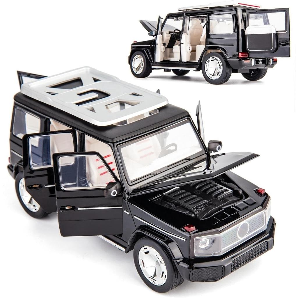 1/24 Scale Benz EQG SUV Model Car Electric Vehicle, Zinc Alloy Pull Back Toy Car with Sound and Light for Kids Boy Girl Gift