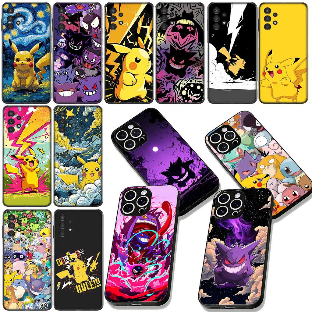P-Pokemons Gengar P-Pikachus Cute Cover for Samsung Galaxy S22 S21 S20 FE Ultra Plus A35 A36 A37 A33 A34 A04 A71 Phone Case