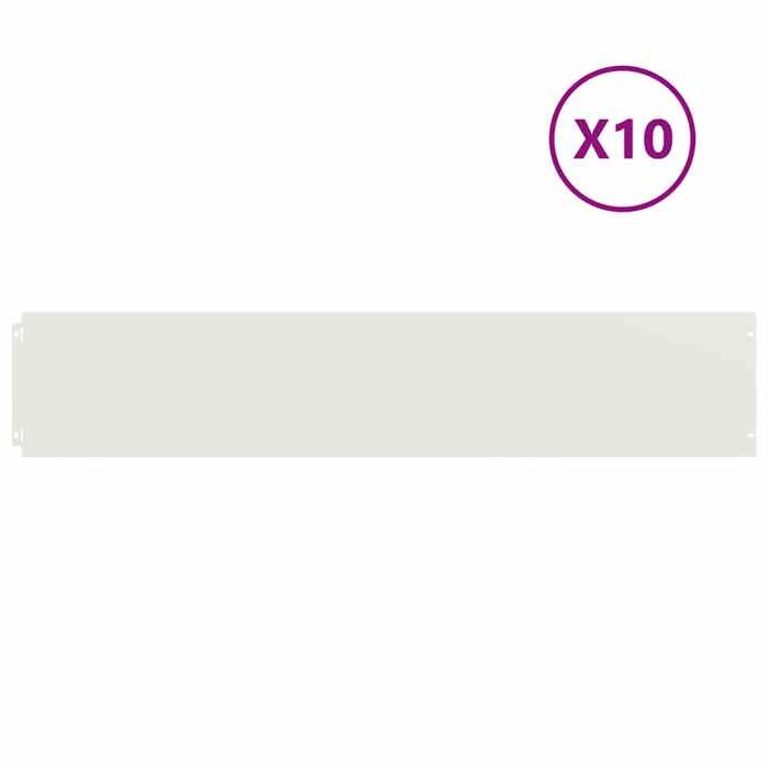 VidaXL Bordures de pelouse 10 pcs blanc 20x103 cm acier laminé à froid, bordure de jardin, bordure de lit de jardin, bordure 860155