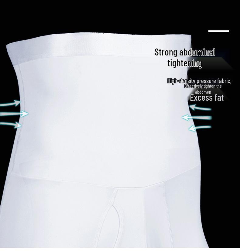 Men's High Waist Tummy Control Shaping Pants - Breathable Solid Color Elastic Design