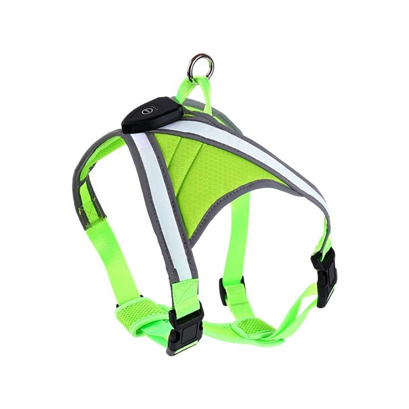 Dog Vest Adjustable Training Harness with LED Light Anti Escape Strong Heavy Duty Harness Soft Handle S