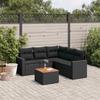 Vidaxl 6-Cz. Garden Furniture Set With Cushions, Black Poly Rattan