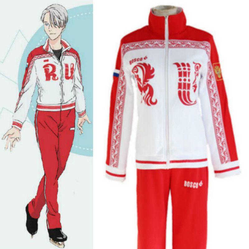On Yuri Ice Viktor Victor Nikiforov Cosplay Sport Jersey Jacket Wig Pants