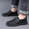 Extra large size 48 leather shoes, autumn and winter velvet to keep warm, one pedal, lazy non-slip men's driving shoes