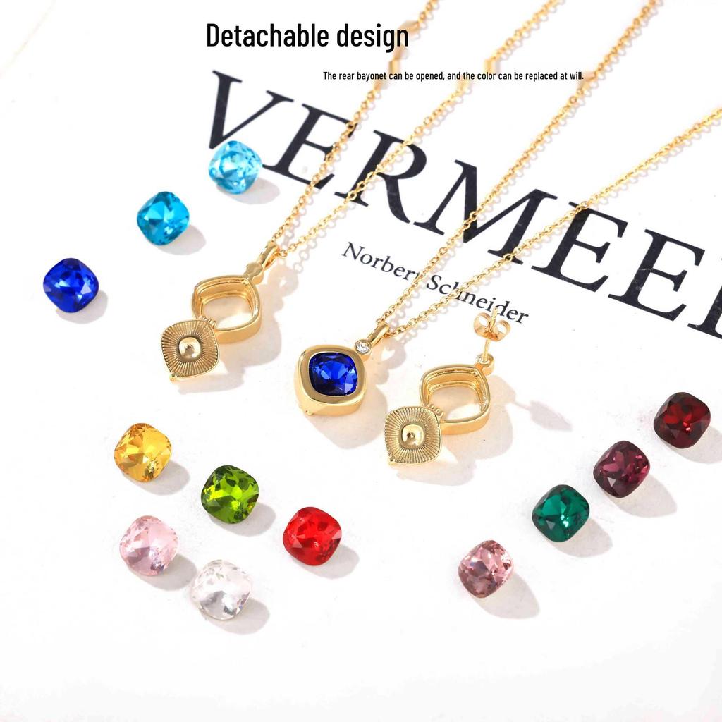 Chic Style Jewelry Set with Interchangeable Zircon - Unique Copper Design