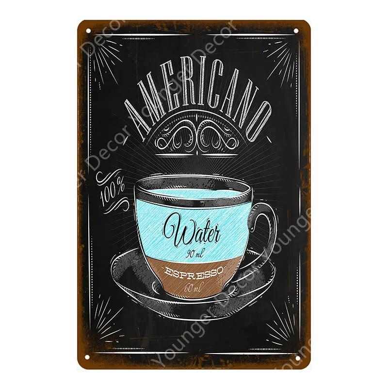Coffee Menu Plaque Home Bar Cafe Vintage Wall Decor Art Metal Tin Signs Pub Tavern Retro Decorative Plates Metal Poster YJ177