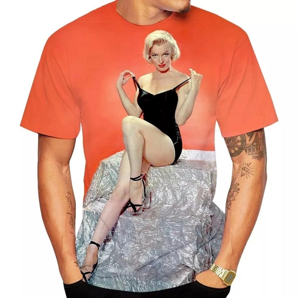Marilyn Monroe Hip-Hop 3D Printed Men’s Short-Sleeve T-Shirt Casual Crew Neck Loose Top