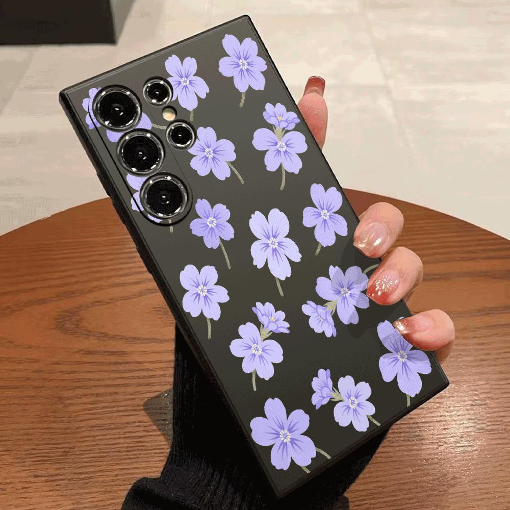 Light Purple Floral Pattern Case for Samsung Galaxy S25 S24 Ultra S23 S22 S21 S20 FE Plus Soft TPU Slim Fit Shockproof Cover