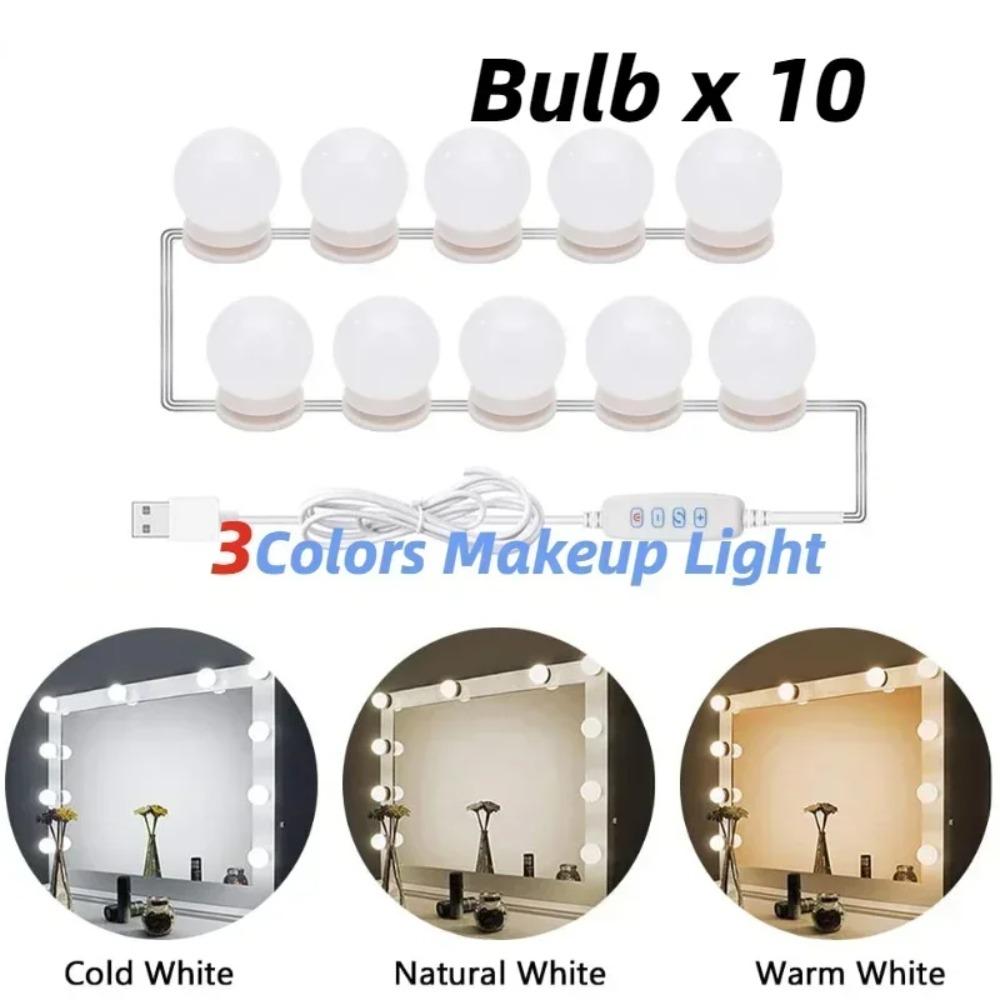 LED Vanity Lights USB Detachable Bulbs Makeup Mirror Lamp for Dressing Table Cosmetic Lighting with Dimmable Brightness