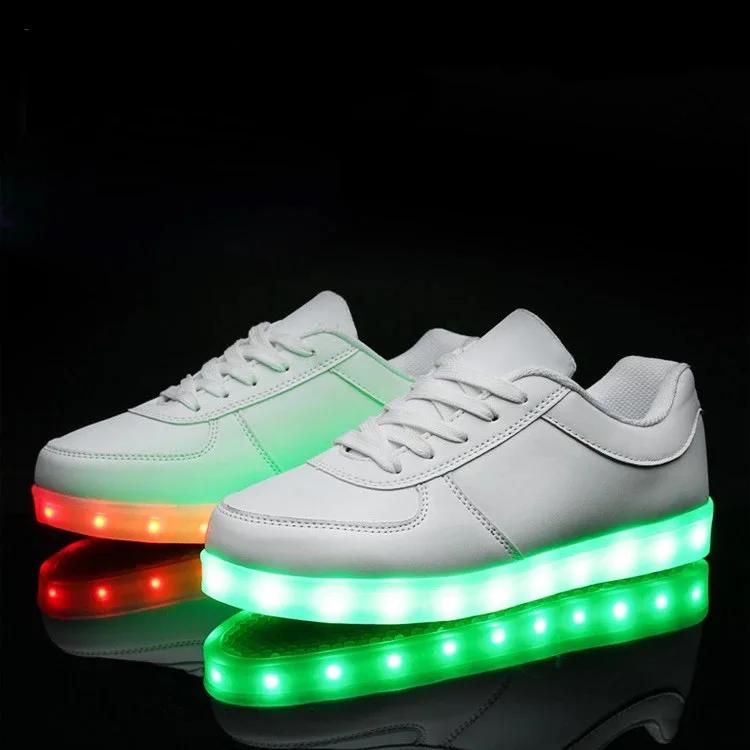 

Unisex Led Shoes Size 35~46 Fashion Unisex Luminous Sneakers Lights Shoes for Kids Boys Girls Men Women Glowing Shoe Black White 35 білий