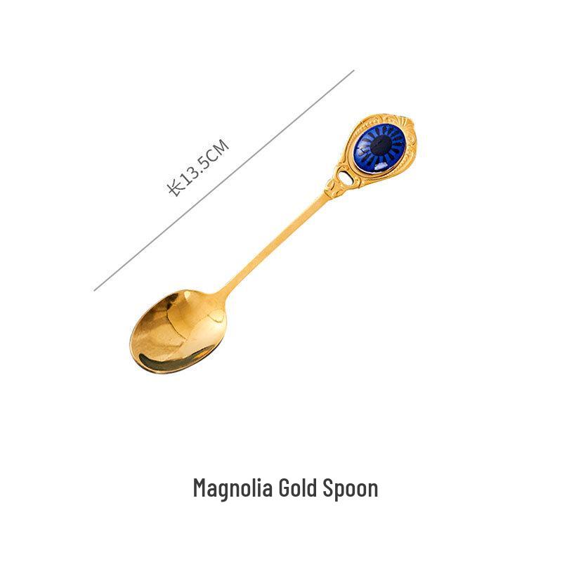 Luxury European Gold Spoon and Fork Set for Tea, Coffee, and Desserts