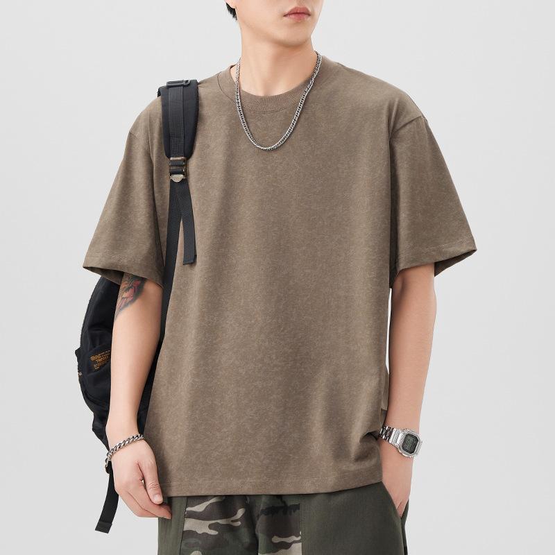 New Summer Short-sleeved T-shirt for Men's Cloud-dye Loose T-shirt Versatile Casual Five-point Sleeves