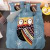 Kawaii Cartoon Owl Duvet Cover Set Full Queen King Size Owl Bedding Set For Girls Boys Brown Owl Cartoon Animal Comforter Cover