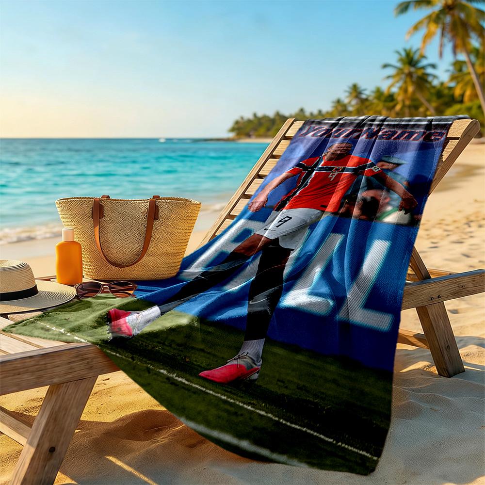 Haaland Customizable Name Beach Towel Super Soft Microfiber Quickdry Fabric Suitable for Swimming Gym Camping Yoga Vacation