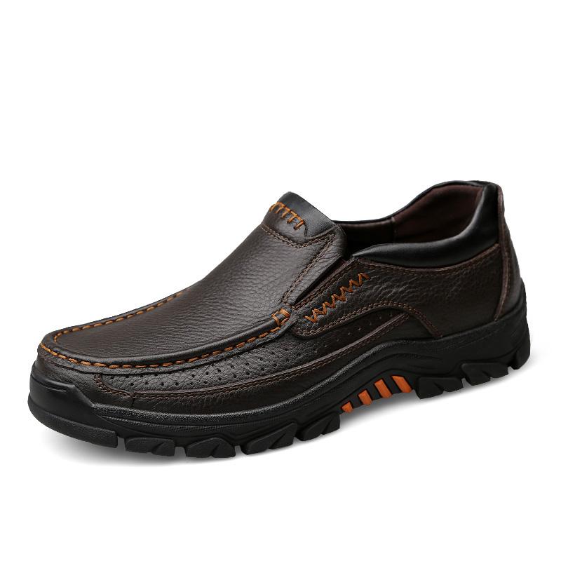 Genuine Leather Shoes, Men's Loafers, Soft Cowhide, Men's Casual Shoes , Men's Shoes, Black Brown, One Foot Thick Sole