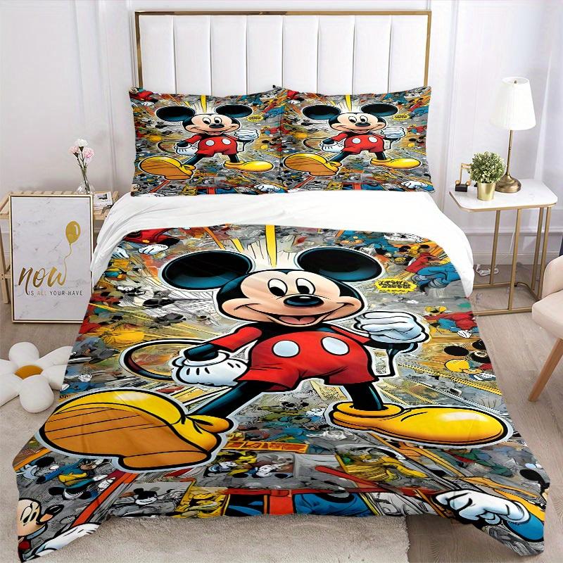 3pcs Mickey Mouse Printed Bedding Set, Breathable And Soft, Machine Washable, Christmas Gift, Suitable for Bedroom Decoration, 106