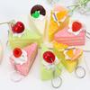 Realistic Triangle Cake Key Ring With Fruit Toppings Cute Food Shape Charm for School Bag Decor Student Birthday Gifts