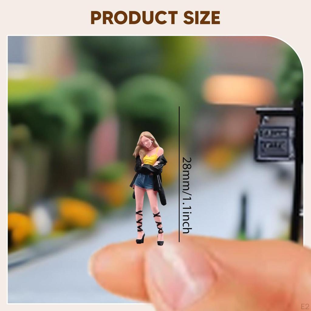 1:64 Girl with Long Hair Model Tiny People Photo Prop Stimulated Miniature Figure Female