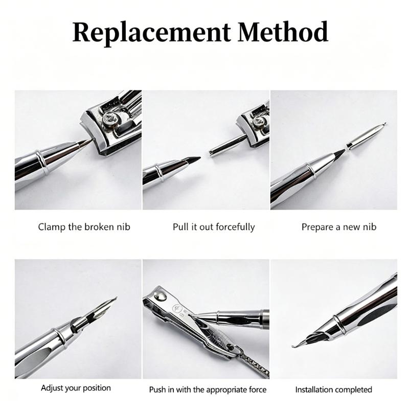 10Pcs Fountain Pen Nib Replacement Metal Fountain Pen Tip For Gothic Base English Handwriting Practice and Sketching