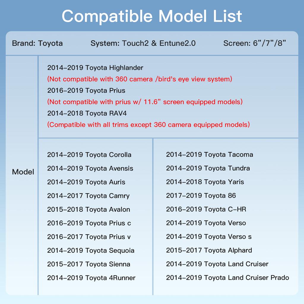 Carplay Android Auto for Toyota Touch2 Entune 2.0 Highlander Tundra Sienna Prius Yaris Camry CHR Module Multimedia