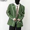 INCERUN Spring Autumn Men Lapel Neck Long Sleeve Button Print Thin Blazer Coats