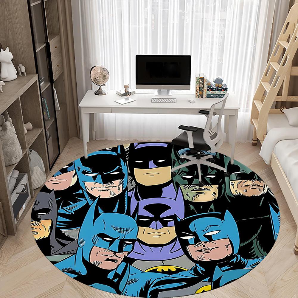1 szt. Okrągły dywanik Batman Heroes Office, Pod krzesła biurowe, Sypialnia, Salon, Wystrój domu, Dekoracja pokoju, Dostępny w różnych rozmiarach