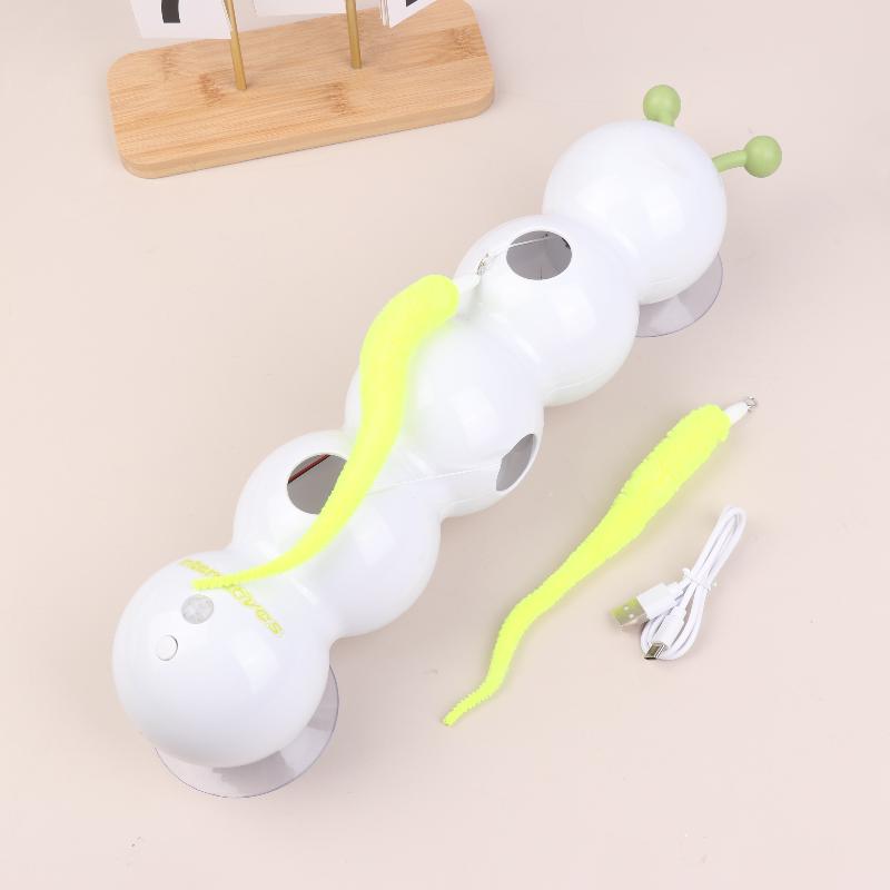 Juguete Interactivo para Gatos Caterpillar Activado por Movimiento Juguete de Poste Wack A Worm Recargable Juguete Automático de Broma para Gatos con Cola Para Gatos