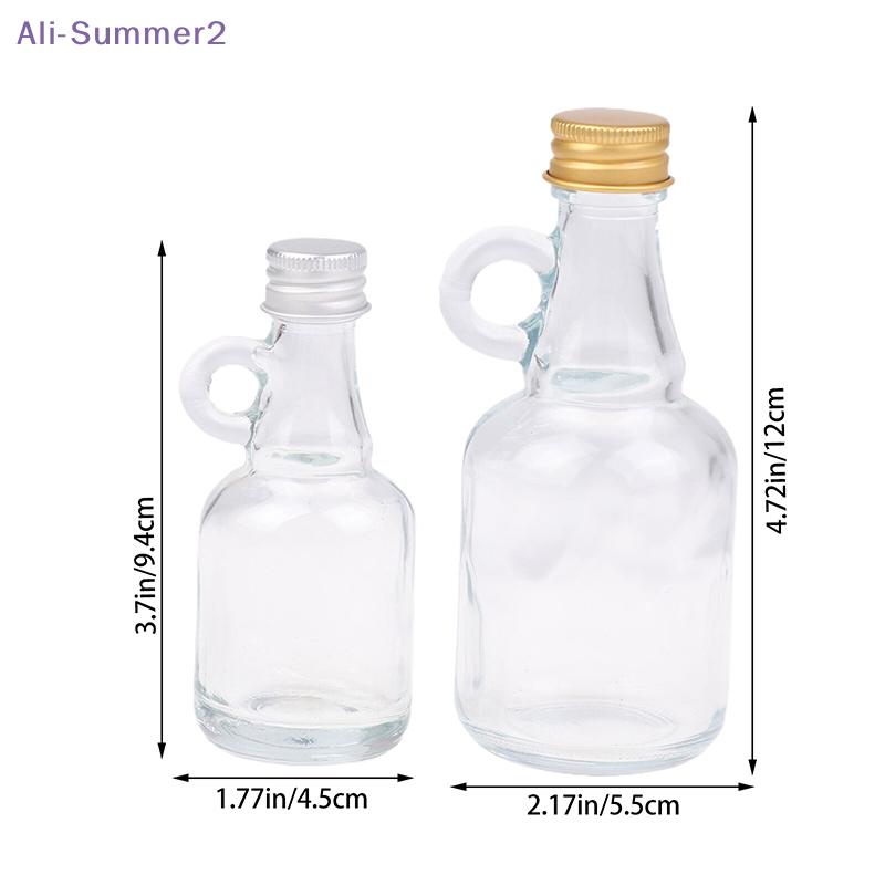 {Summer2} 50/100ML Empty Transparent Glass Whiskey Decanter With Aluminum Caps Mini Alcohol Container Liquor Glass Bottle
