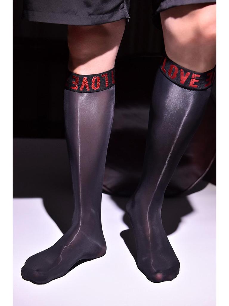 Kadın İpeksi Siyah Kaymaz Orta Tüp Çoraplar - Yaz İçin Serin, İnce ve Uzun