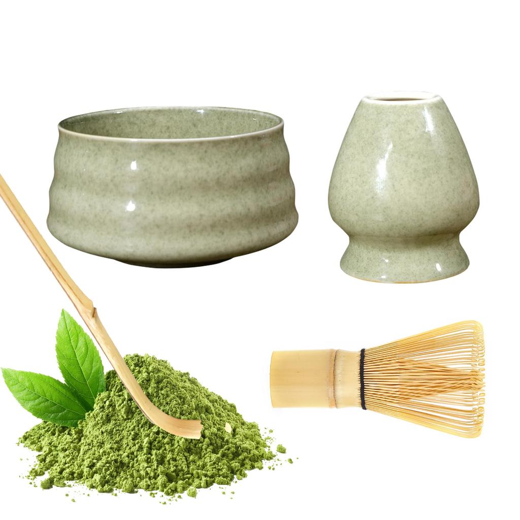QuiExact 4-Piece Matcha Set, Includes Matcha Bowl, Tea Ceremony Utensils, Matcha Whisk, Chashaku, Tea Scoop, and Matcha Whisk Set. Perfect for Tea