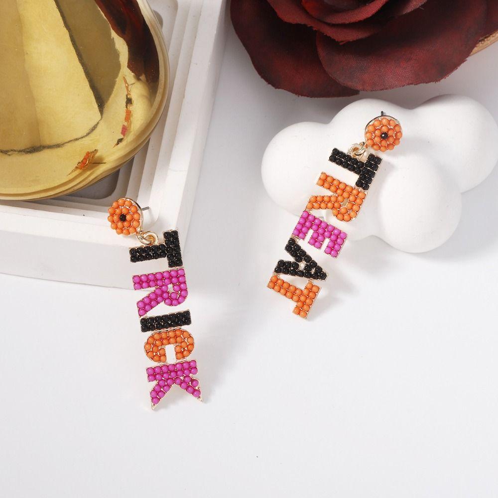 Rhinestone Halloween Earrings Trick Spider Dangle Earrings Trendy Pumpkin Ear Studs  Accessories