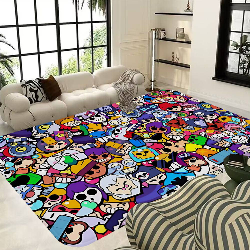 Cute Cartoon B-Brawl Game Floor Mat Retro Multiple Choice Living Room Kitchen Rug Non-Slip Modern Home Decor