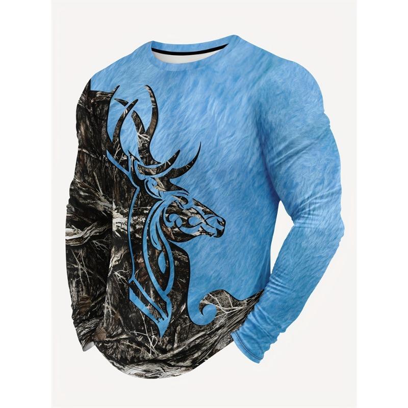 Powerful Lion 3D Printed Men's Trendy and Fashionable Long-sleeved T-shirt Urban Street Trendy and Fashionable Men's Top Casual