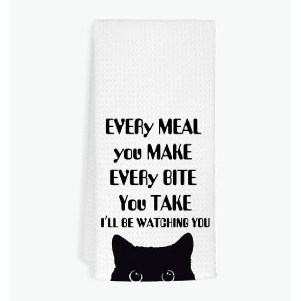 EXUQO Funny Cat Gifts for Women - Cat Hand Towels for Kitchen - Black and White Decorative Towels Cat-a