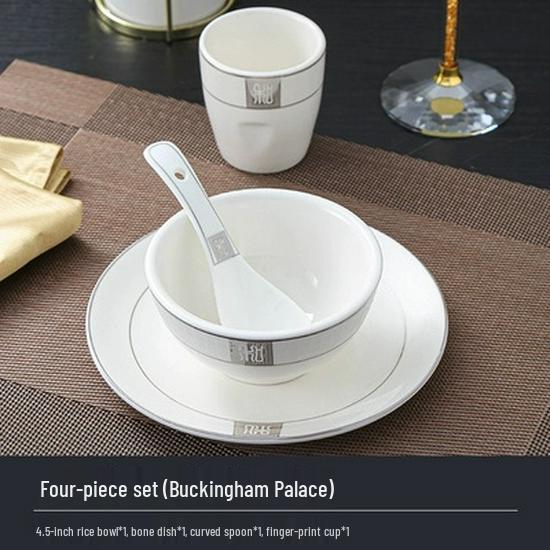 Luxury Ceramic Tableware Set - 4-Piece High-End Bowls, Plates & Dishes for Hotels & Restaurants